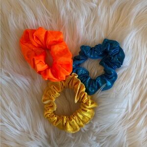 Vibrant Kids Scrunchie Set - Orange, Blue, and Gold Gymnastics